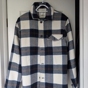 Men's Plaid Wool Blend Overshirt In Deep Blue